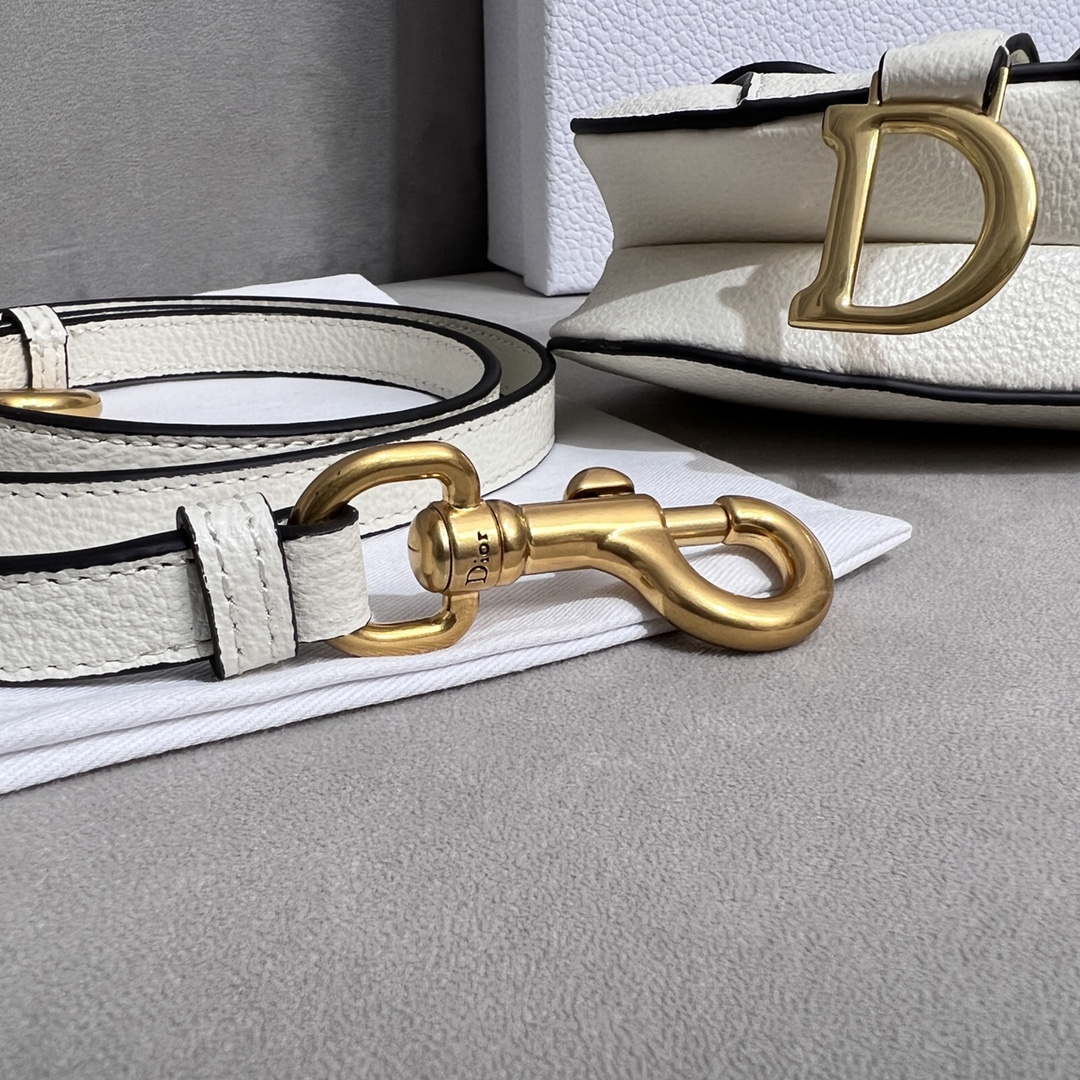 Dior S5685 Micro Saddle Bag With Strap Scarlet White Goatskin - Default Title - View 7