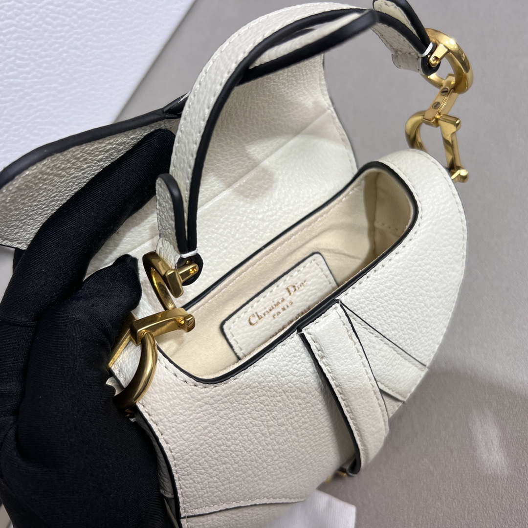 Dior S5685 Micro Saddle Bag With Strap Scarlet White Goatskin