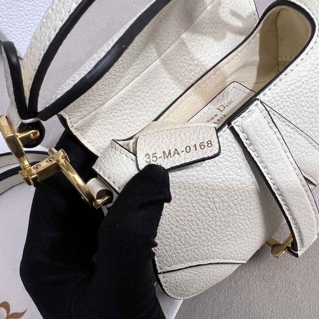Dior S5685 Micro Saddle Bag With Strap Scarlet White Goatskin
