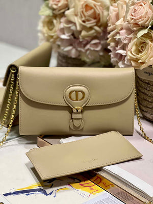 Dior S5703 Bobby EAST-WEST Pouch With Chain Apricot Smooth Calfskin - Default Title - View 1