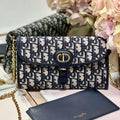 Dior S5703 Bobby EAST-WEST Pouch With Chain Blue Dior Oblique Jacquard - Default Title - View 1