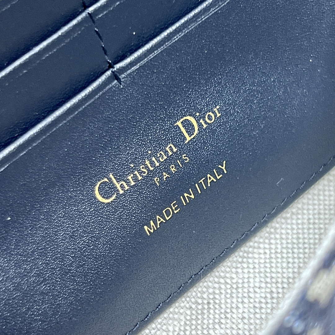 Dior S5703 Bobby EAST-WEST Pouch With Chain Blue Dior Oblique Jacquard