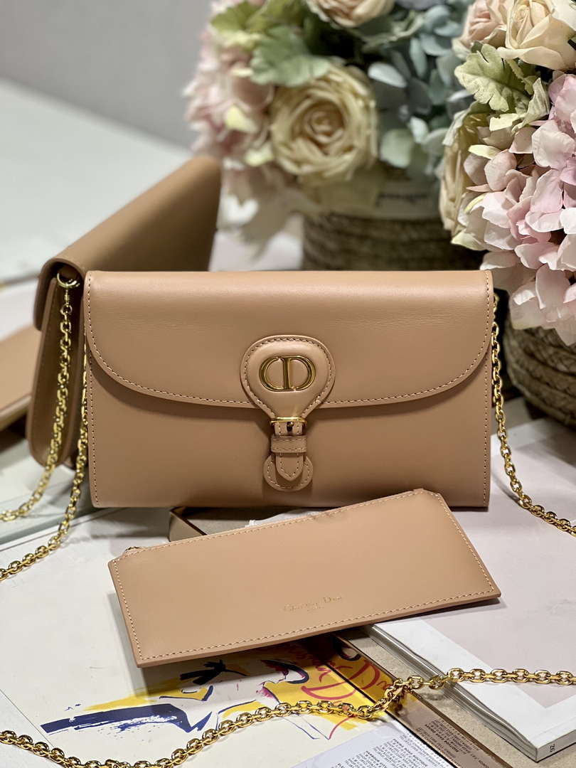 Dior S5703 Bobby EAST-WEST Pouch With Chain Caramel Beige Smooth Calfskin - Default Title - View 1