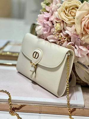 Dior S5703 Bobby EAST-WEST Pouch With Chain White Smooth Calfskin - Default Title - View 3