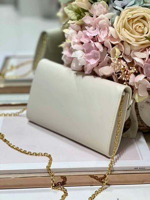 Dior S5703 Bobby EAST-WEST Pouch With Chain White Smooth Calfskin - Default Title - View 5