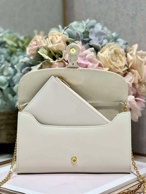 Dior S5703 Bobby EAST-WEST Pouch With Chain White Smooth Calfskin - Default Title - View 7