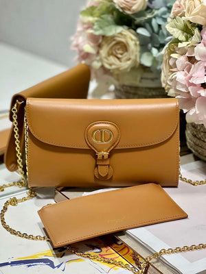 Dior S5703 Bobby EAST-WEST Pouch With Chain Brown Smooth Calfskin - Default Title - View 1