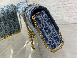 Dior S5907 Saddle Pouch with Chain Blue Denim Dior Oblique Jacquard M2026 - Default Title - View 4