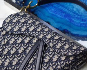 Dior Mini Saddle Bag M0447 Blue Dior Oblique Jacquard - Default Title - View 2
