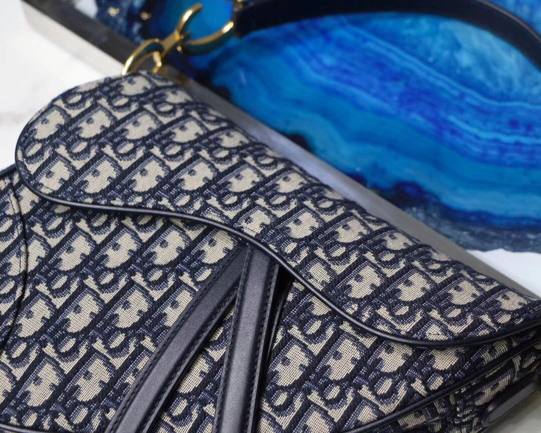 Dior Mini Saddle Bag M0447 Blue Dior Oblique Jacquard