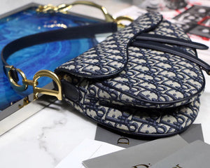 Dior Mini Saddle Bag M0447 Blue Dior Oblique Jacquard - Default Title - View 5
