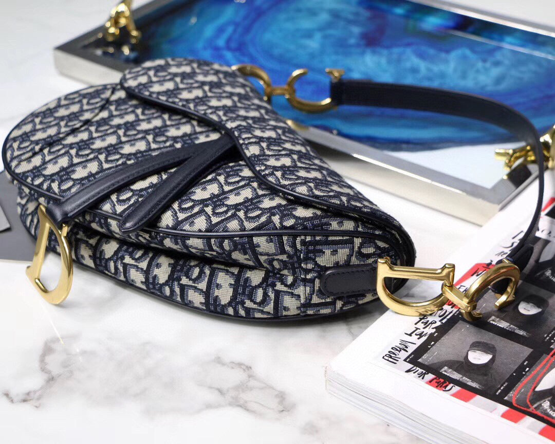 Dior Mini Saddle Bag M0447 Blue Dior Oblique Jacquard
