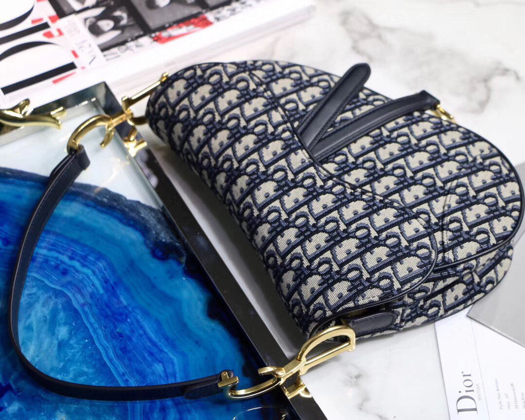 Dior Saddle Bag M0446 Blue Dior Oblique Jacquard