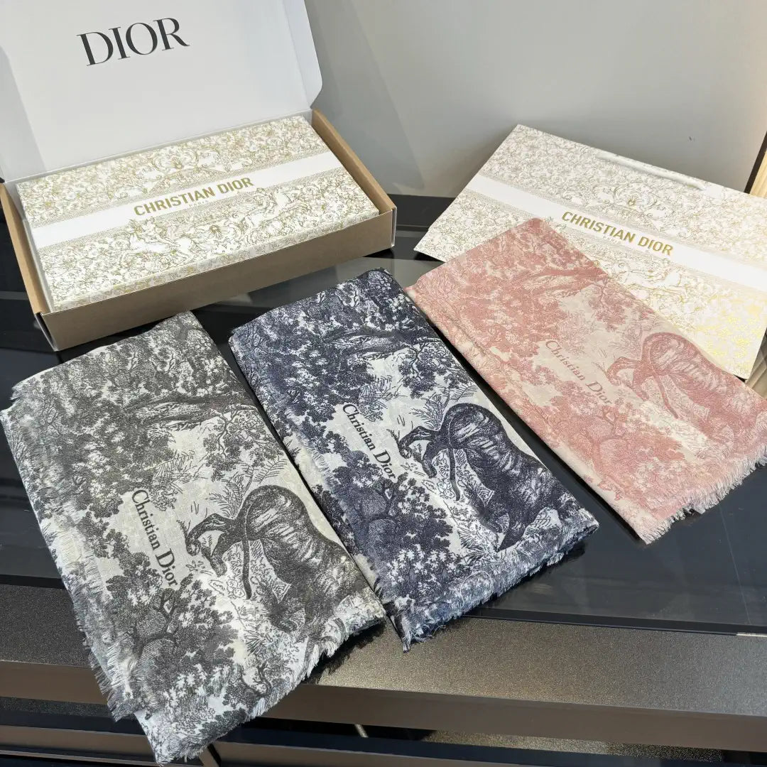 Dior Scarves Dior Elegant Animal Jungle Silk Cashmere Scarf& Shawl  Cashmere D63417