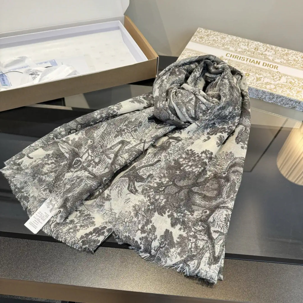 Dior Scarves Dior Elegant Animal Jungle Silk Cashmere Scarf& Shawl  Cashmere D63417
