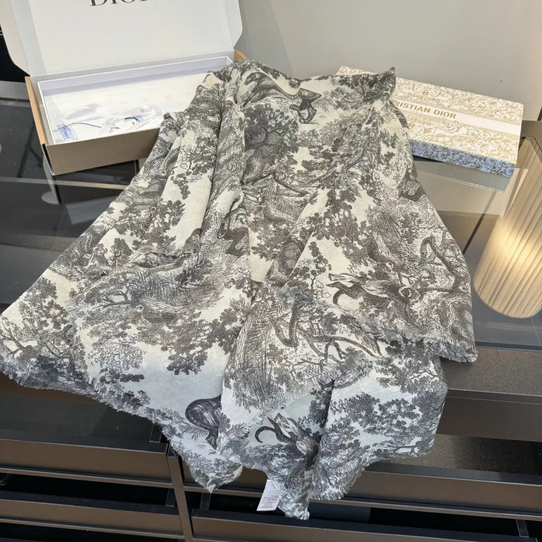 Dior Scarves Dior Elegant Animal Jungle Silk Cashmere Scarf& Shawl  Cashmere D63417