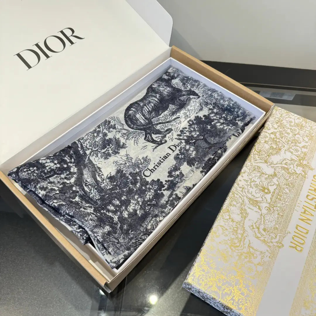 Dior Scarves Dior Elegant Animal Jungle Silk Cashmere Scarf& Shawl  Cashmere D63419
