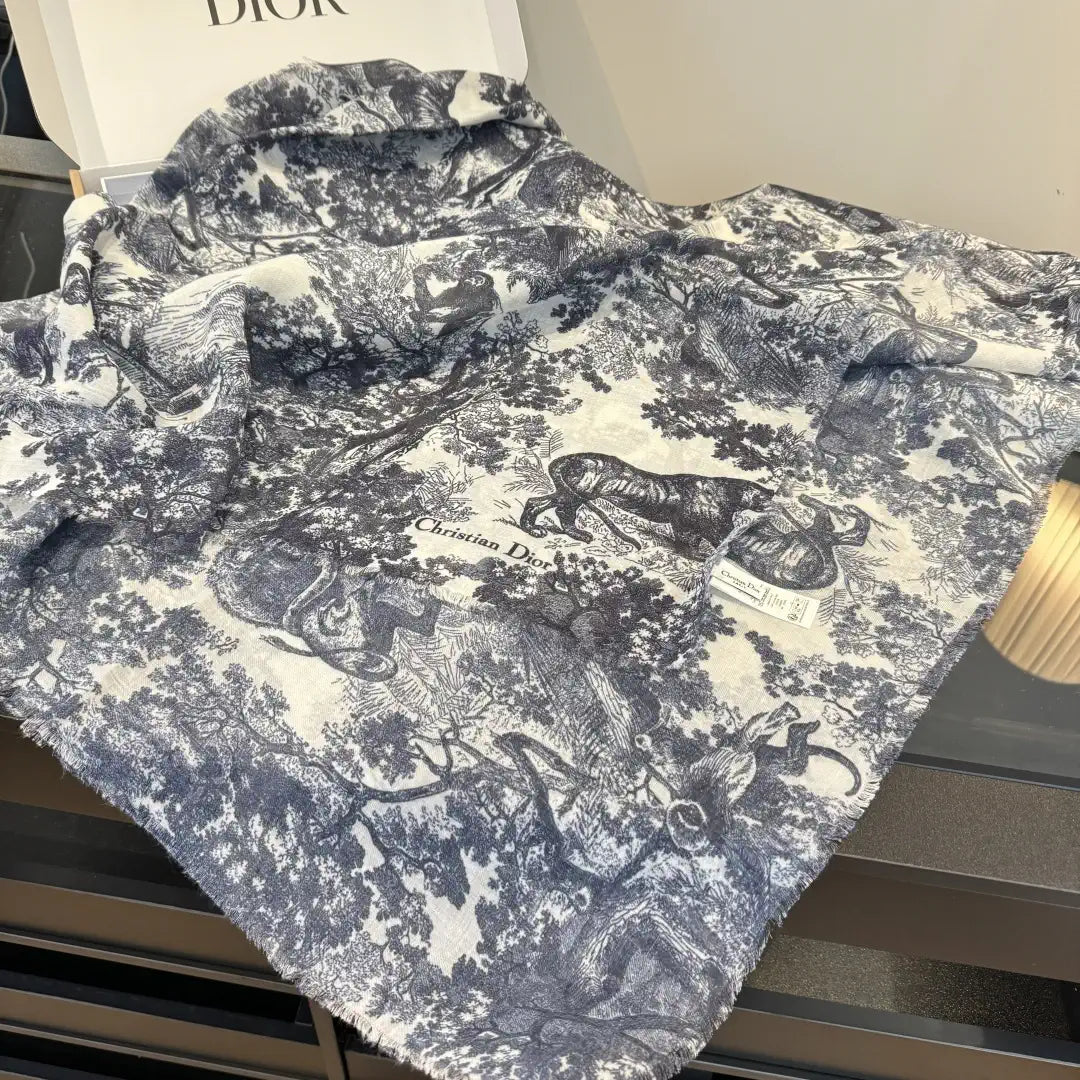 Dior Scarves Dior Elegant Animal Jungle Silk Cashmere Scarf& Shawl  Cashmere D63419