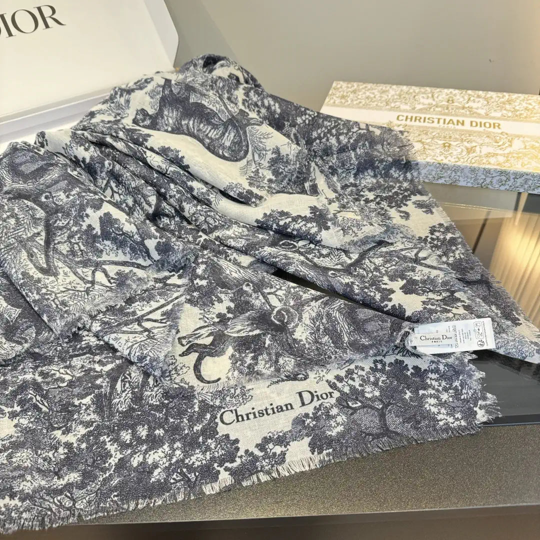 Dior Scarves Dior Elegant Animal Jungle Silk Cashmere Scarf& Shawl  Cashmere D63419