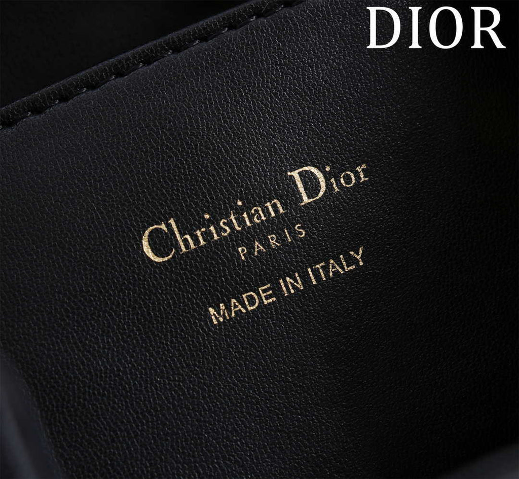 Dior Small Caro Bucket Bag Powder Black Macrocannage Lambskin M3372