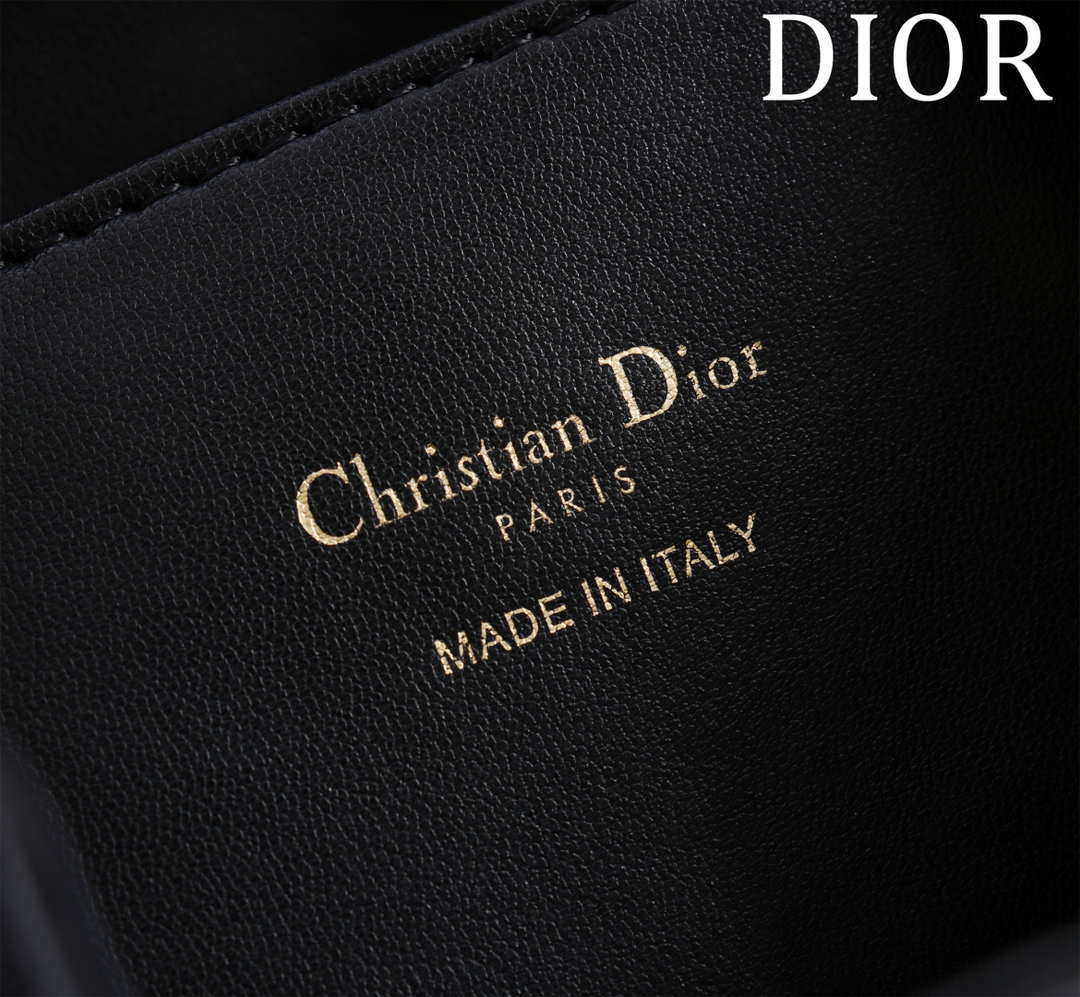 Dior Small Caro Bucket Bag Powder Black Macrocannage Lambskin M3372