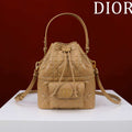 Dior Small Caro Bucket Bag Powder Brown Macrocannage Lambskin M3372