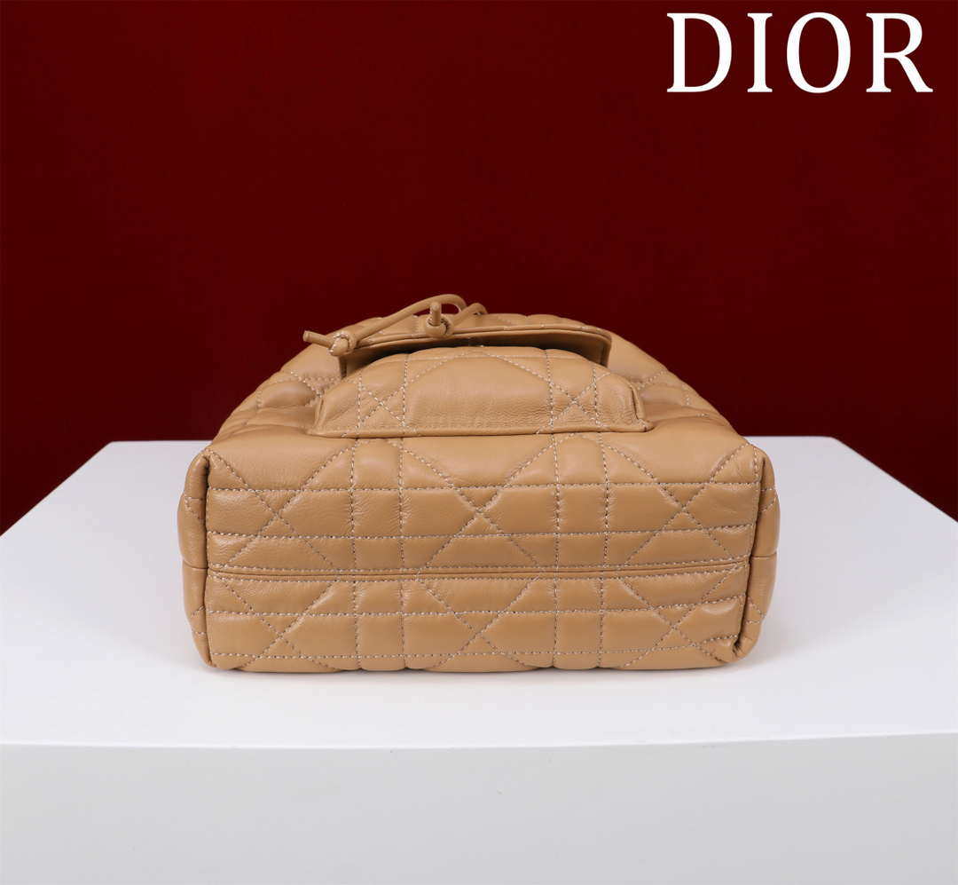 Dior Small Caro Bucket Bag Powder Brown Macrocannage Lambskin M3372