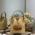 Dior Small Caro Bucket Bag Powder Natural Raffia M3372