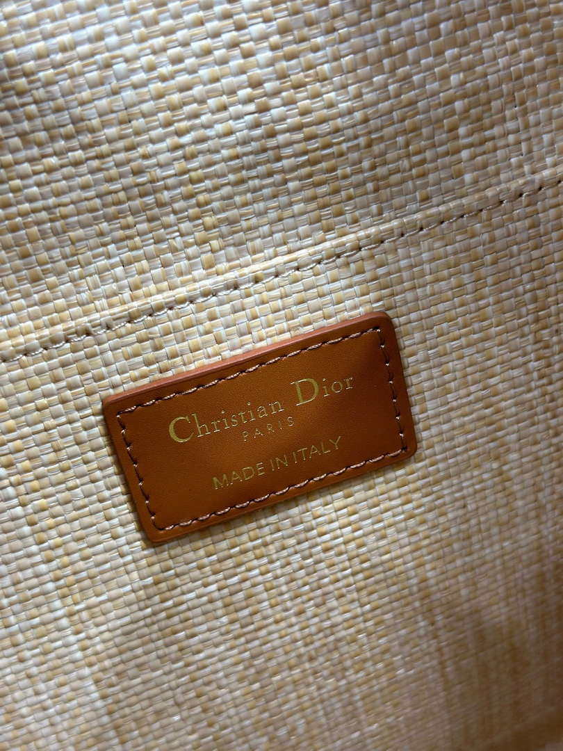 Dior Small Caro Bucket Bag Powder Natural Raffia M3372
