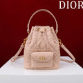 Dior Small Caro Bucket Bag Powder Pink Macrocannage Lambskin M3372