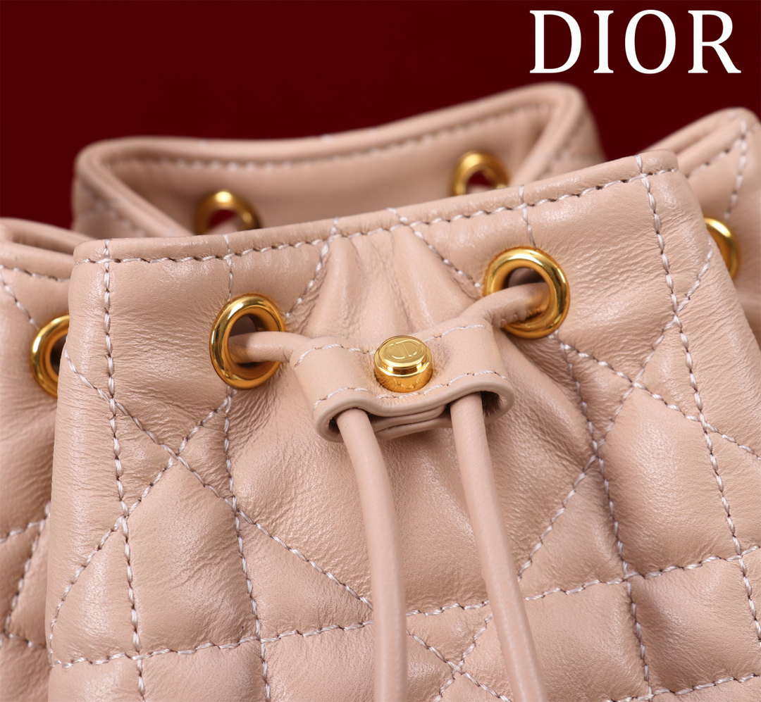 Dior Small Caro Bucket Bag Powder Pink Macrocannage Lambskin M3372