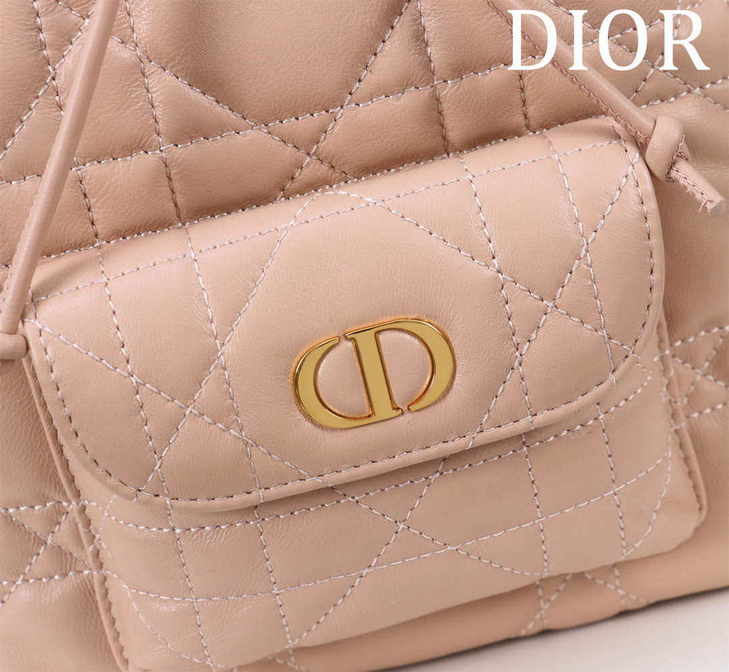 Dior Small Caro Bucket Bag Powder Pink Macrocannage Lambskin M3372
