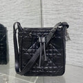 Dior Small D-Motion Bag Macrocannage Crinkled Calfskin M2851 Black