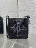 Dior Small D-Motion Bag Macrocannage Crinkled Calfskin M2851 Black