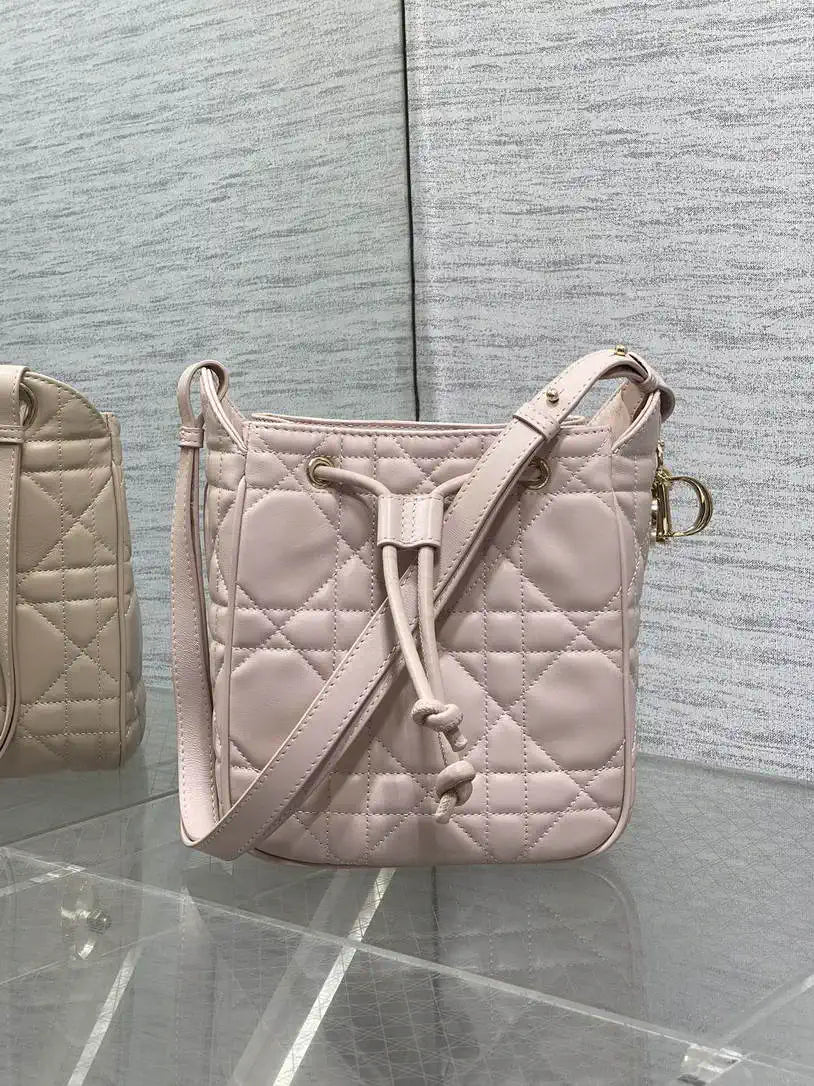 Dior Small D-Motion Bag Macrocannage Lambskin M2851 Powder Pink