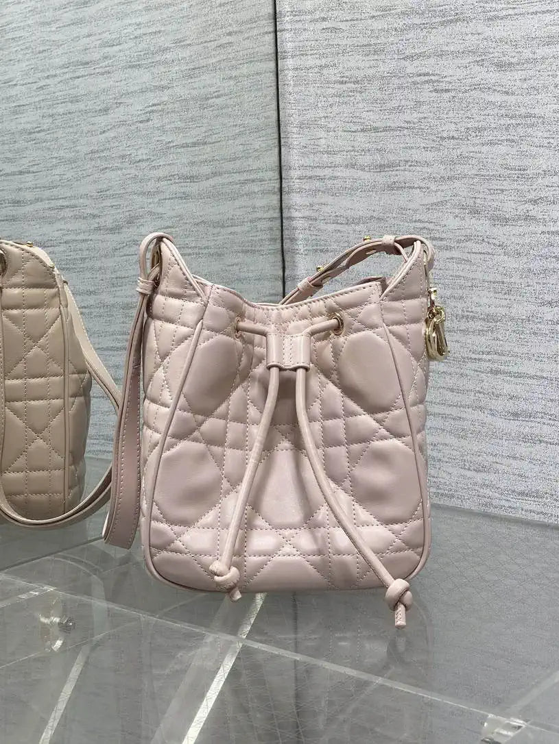 Dior Small D-Motion Bag Macrocannage Lambskin M2851 Powder Pink