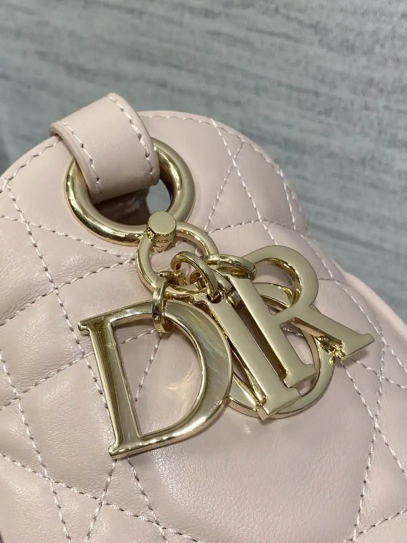 Dior Small D-Motion Bag Macrocannage Lambskin M2851 Powder Pink