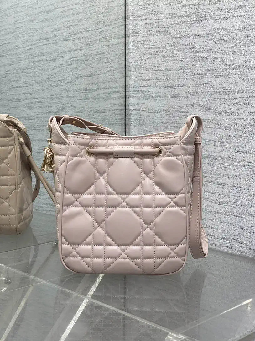 Dior Small D-Motion Bag Macrocannage Lambskin M2851 Powder Pink
