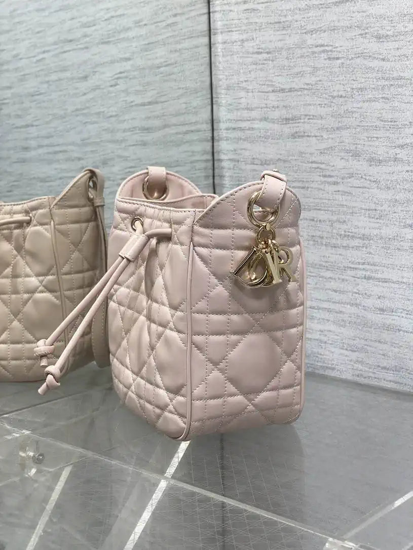 Dior Small D-Motion Bag Macrocannage Lambskin M2851 Powder Pink