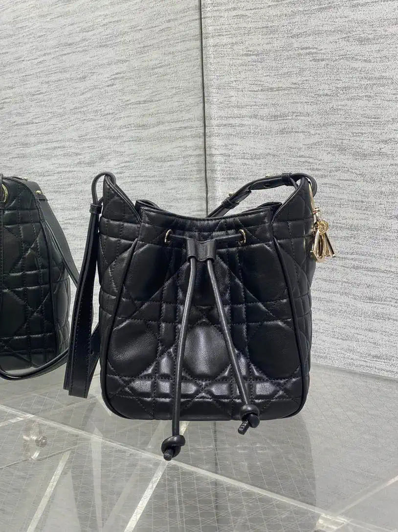 Dior Small D-Motion Bag Macrocannage Lambskin M2851 Black