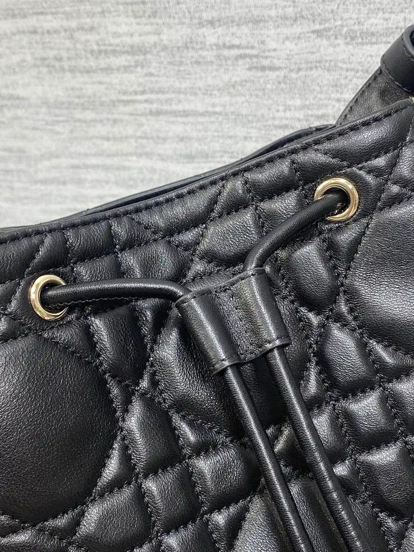 Dior Small D-Motion Bag Macrocannage Lambskin M2851 Black