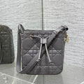 Dior Small D-Motion Bag Macrocannage Lambskin M2851 Gray
