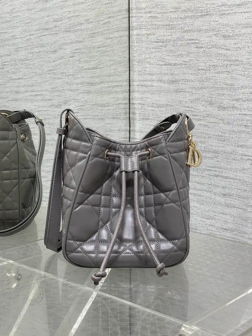 Dior Small D-Motion Bag Macrocannage Lambskin M2851 Gray
