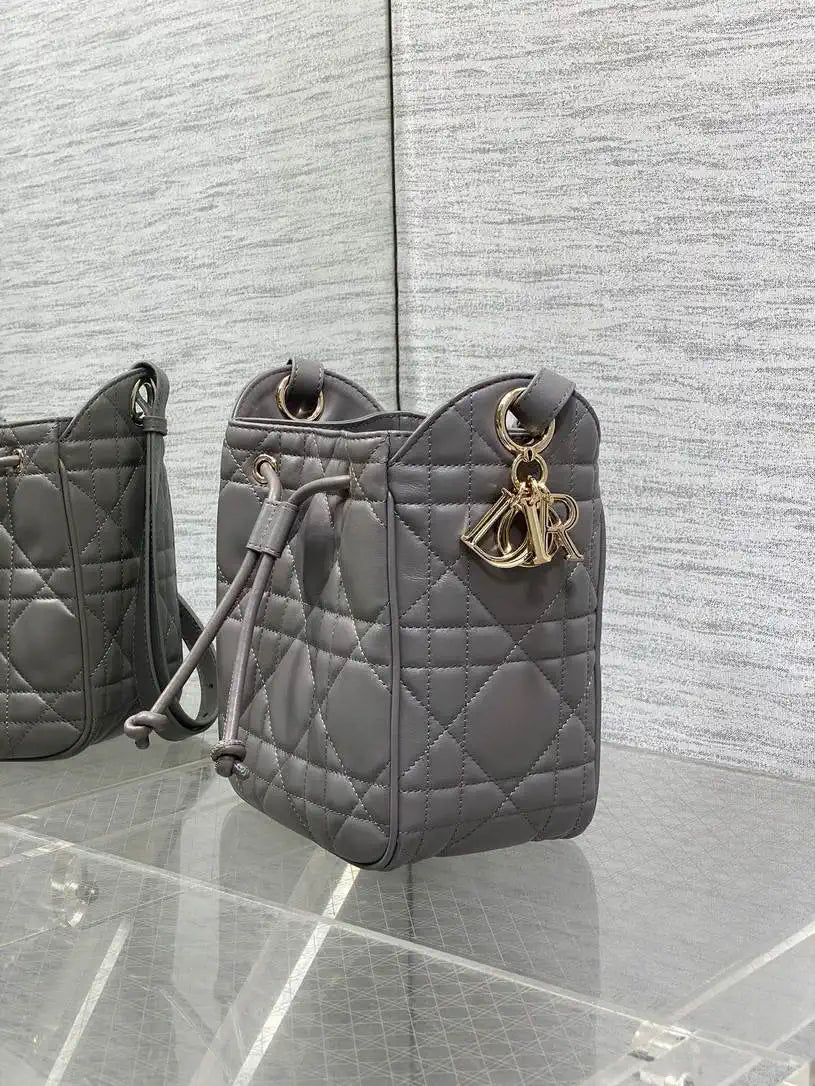 Dior Small D-Motion Bag Macrocannage Lambskin M2851 Gray