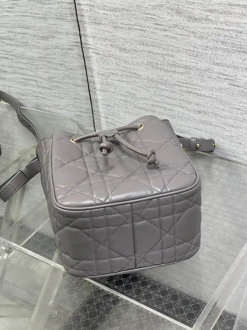 Dior Small D-Motion Bag Macrocannage Lambskin M2851 Gray