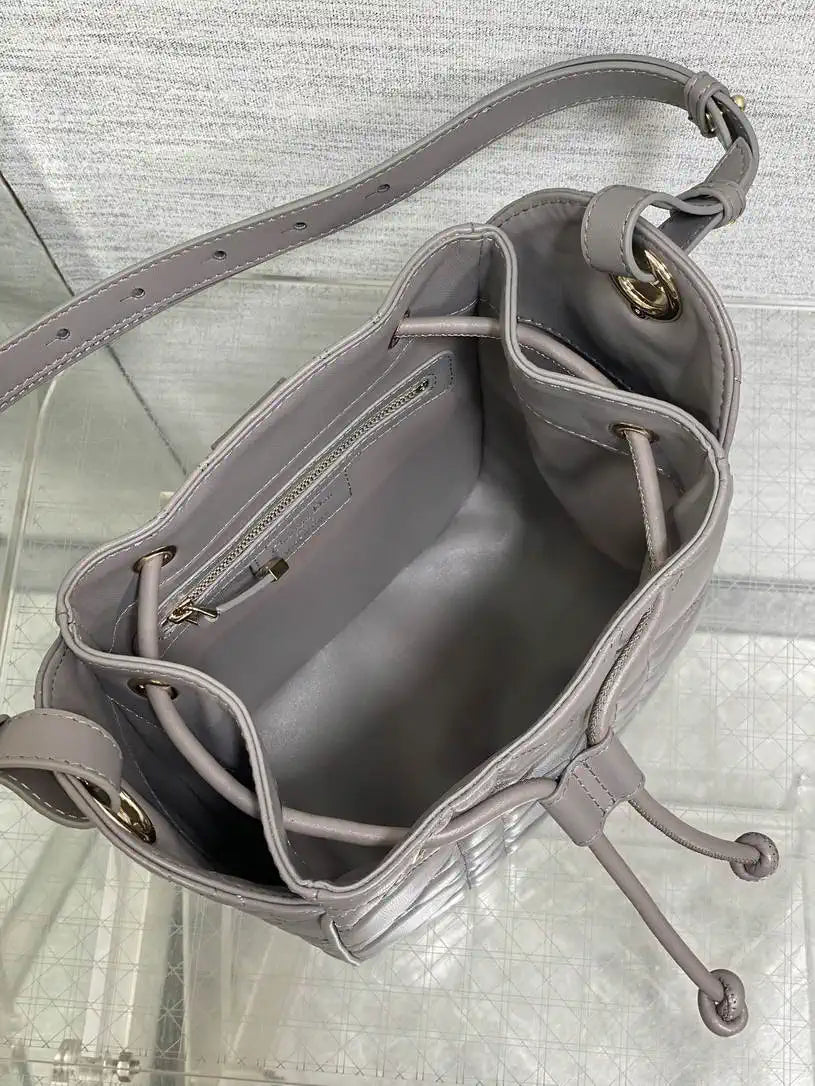 Dior Small D-Motion Bag Macrocannage Lambskin M2851 Gray