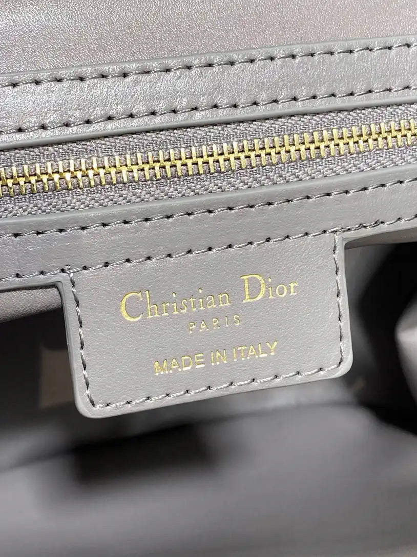 Dior Small D-Motion Bag Macrocannage Lambskin M2851 Gray