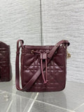 Dior Small D-Motion Bag Macrocannage Lambskin M2851 Wine Red