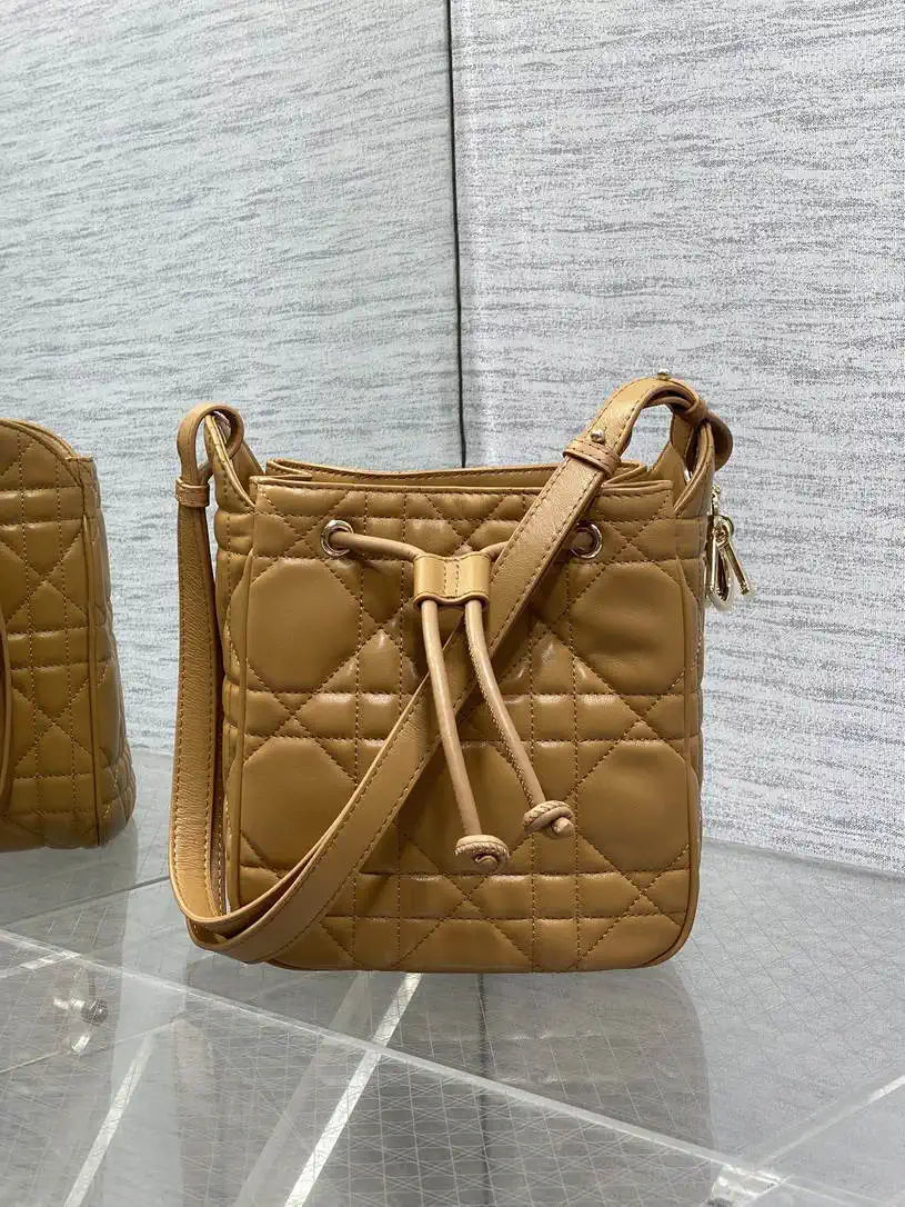 Dior Small D-Motion Bag Macrocannage Lambskin M2851 Caramel