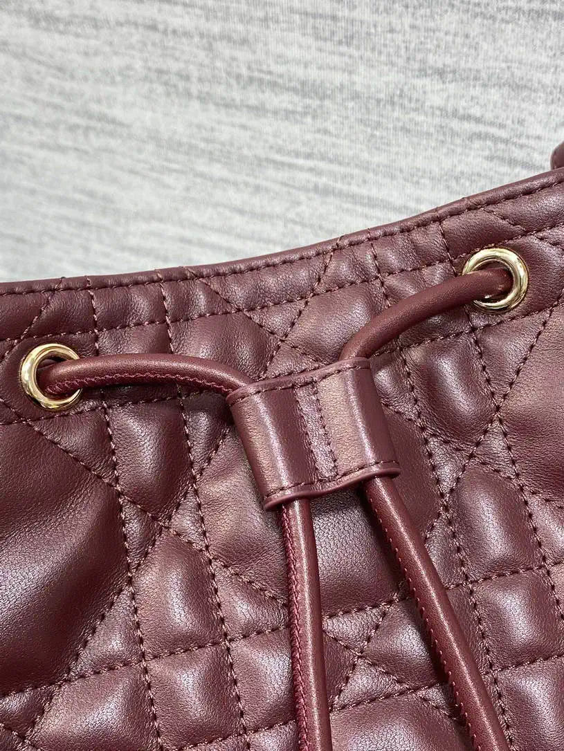 Dior Small D-Motion Bag Macrocannage Lambskin M2851 Wine Red